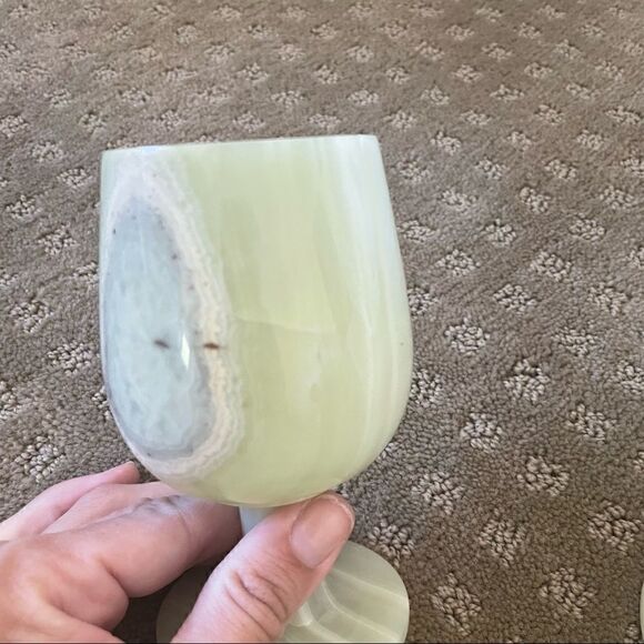Set of 4 Vintage Green Opal Marble Wine Glasses Goblets - Picture 2 of 15